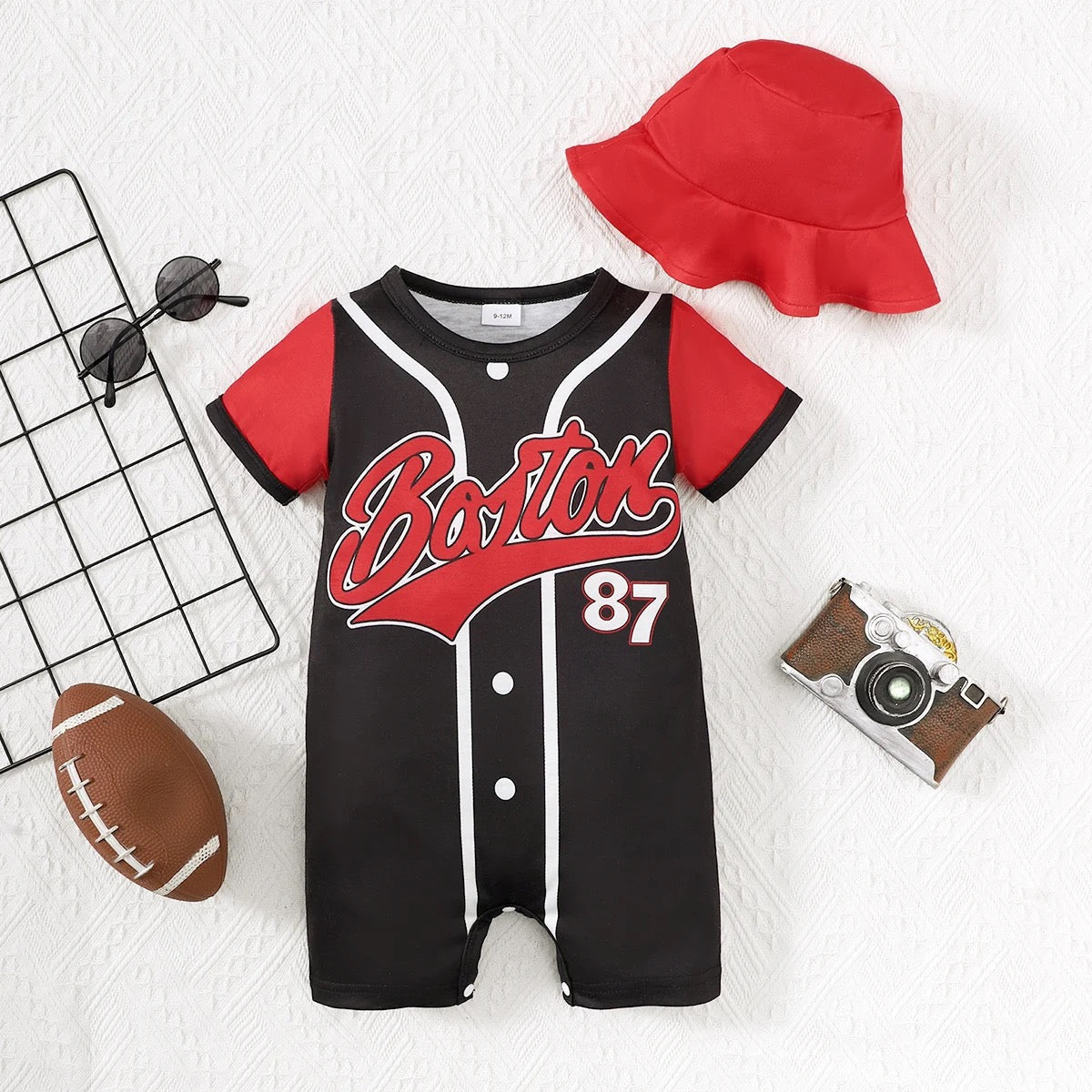 Baby boy cotton romper shirt short sleeve basketball sport bodysuit FSH