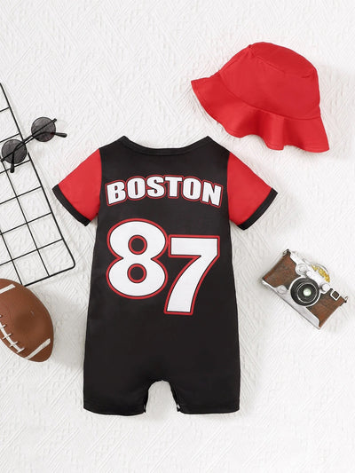 Baby boy cotton romper shirt short sleeve basketball sport bodysuit FSH