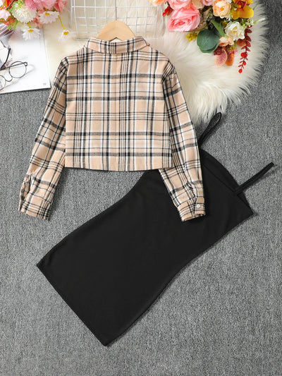 Girls autumn 2Pc long sleeve dress set FSH