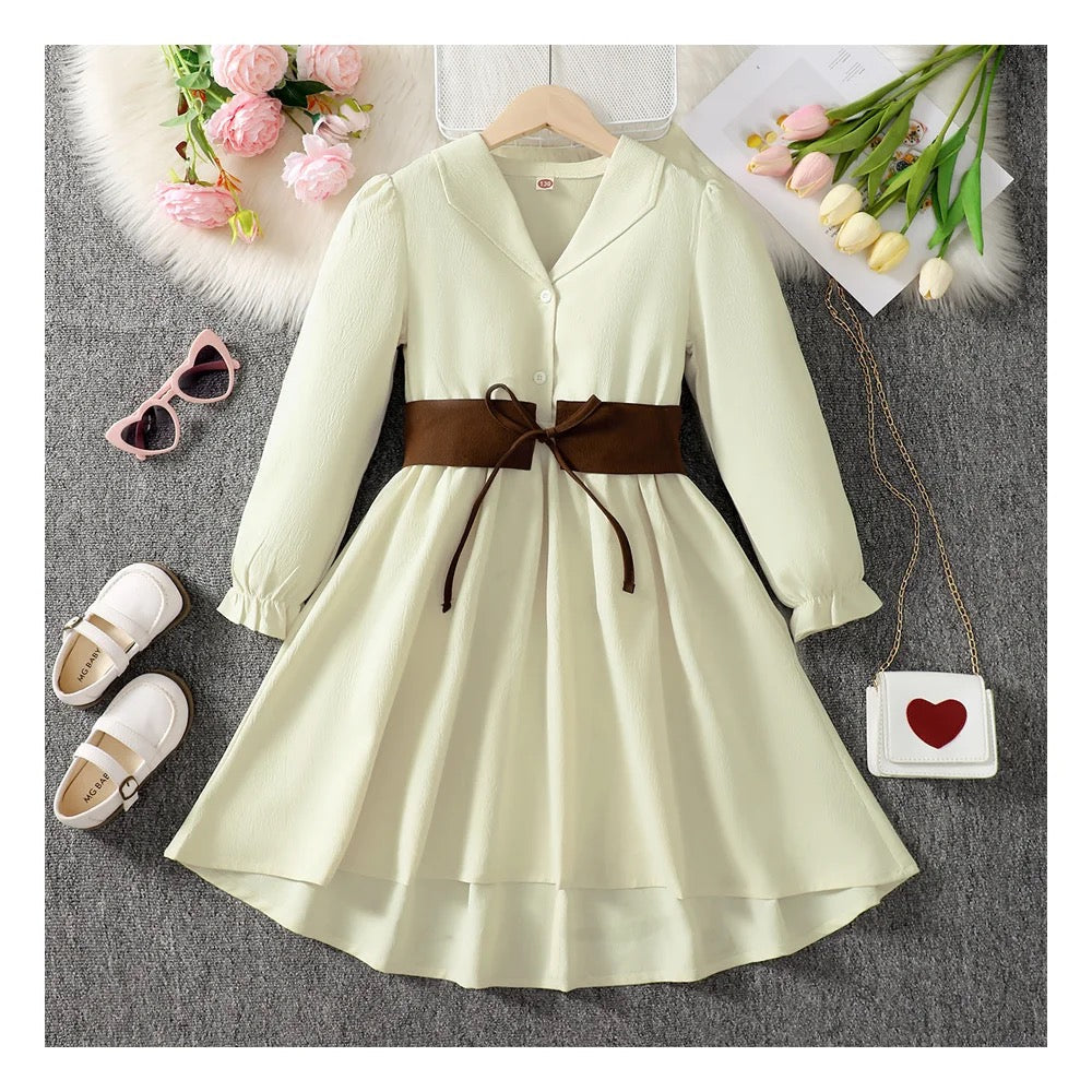 Girls autumn elegant winter dress with belt FSH