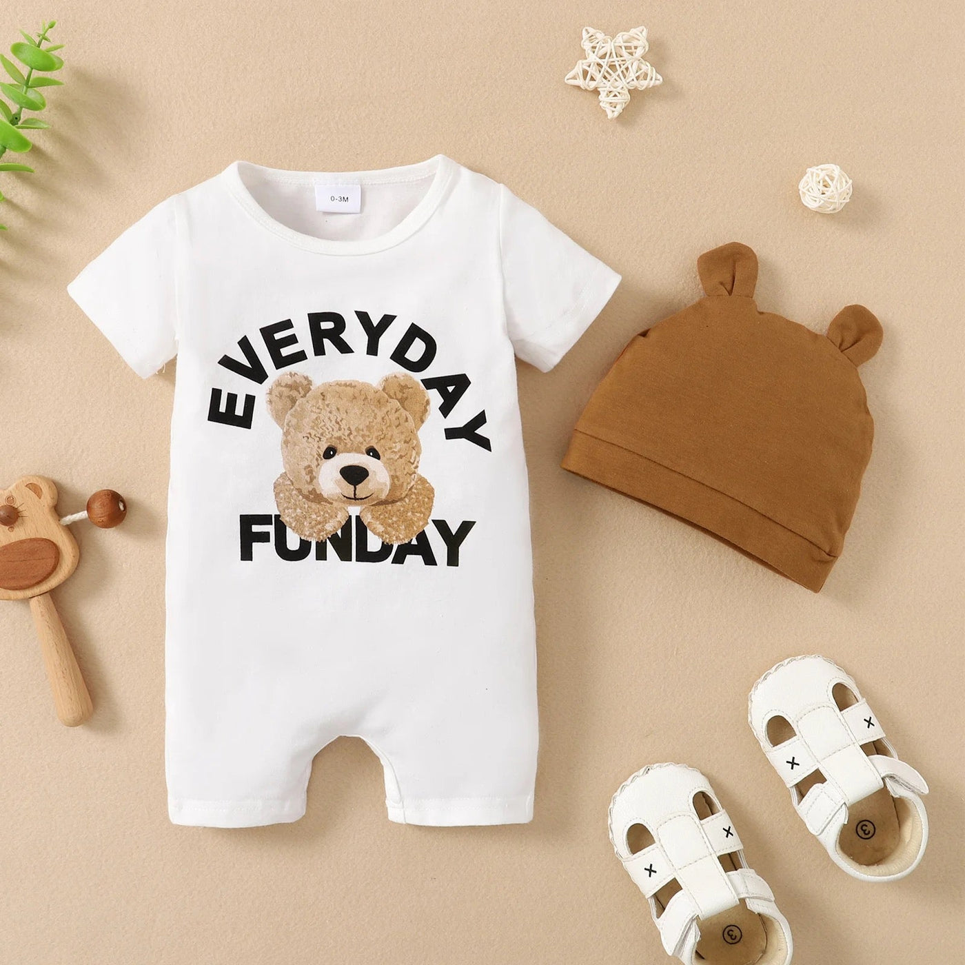 Infant/toddler smiling face short sleeve baby rumper FSH