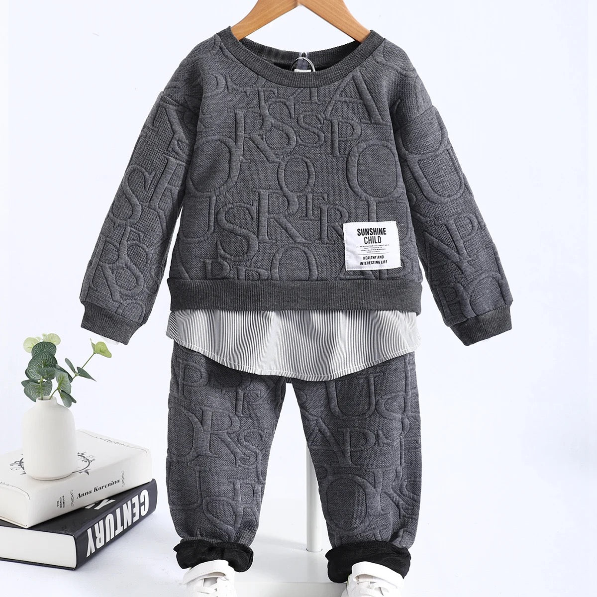 Kids casual long sleeve stereograph pullover set FSH