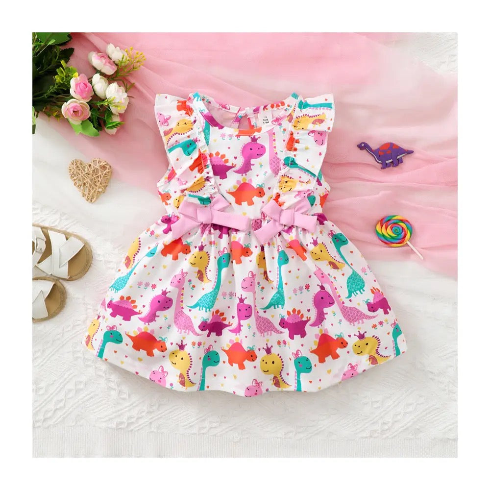 Baby girl dinosaur printed dress FSH