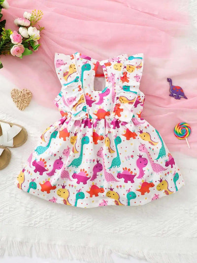 Baby girl dinosaur printed dress FSH