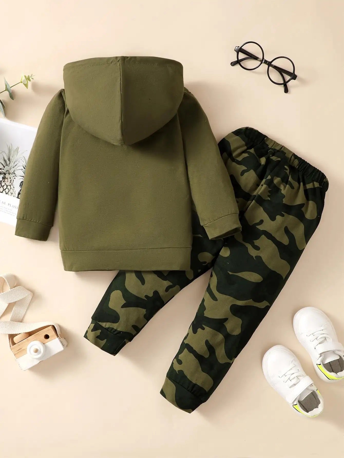 Baby boy camouflage trouser set pullover hoodie FSH