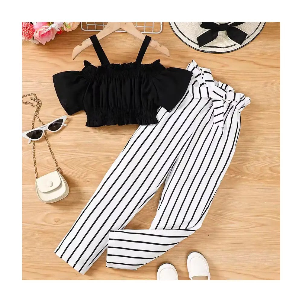 Girls 2 pc off shoulder striped pants and top FSH