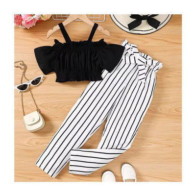 Girls 2 pc off shoulder striped pants and top FSH