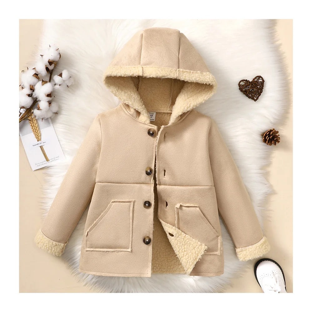 Girls winter fur hooded warm jacket FSH