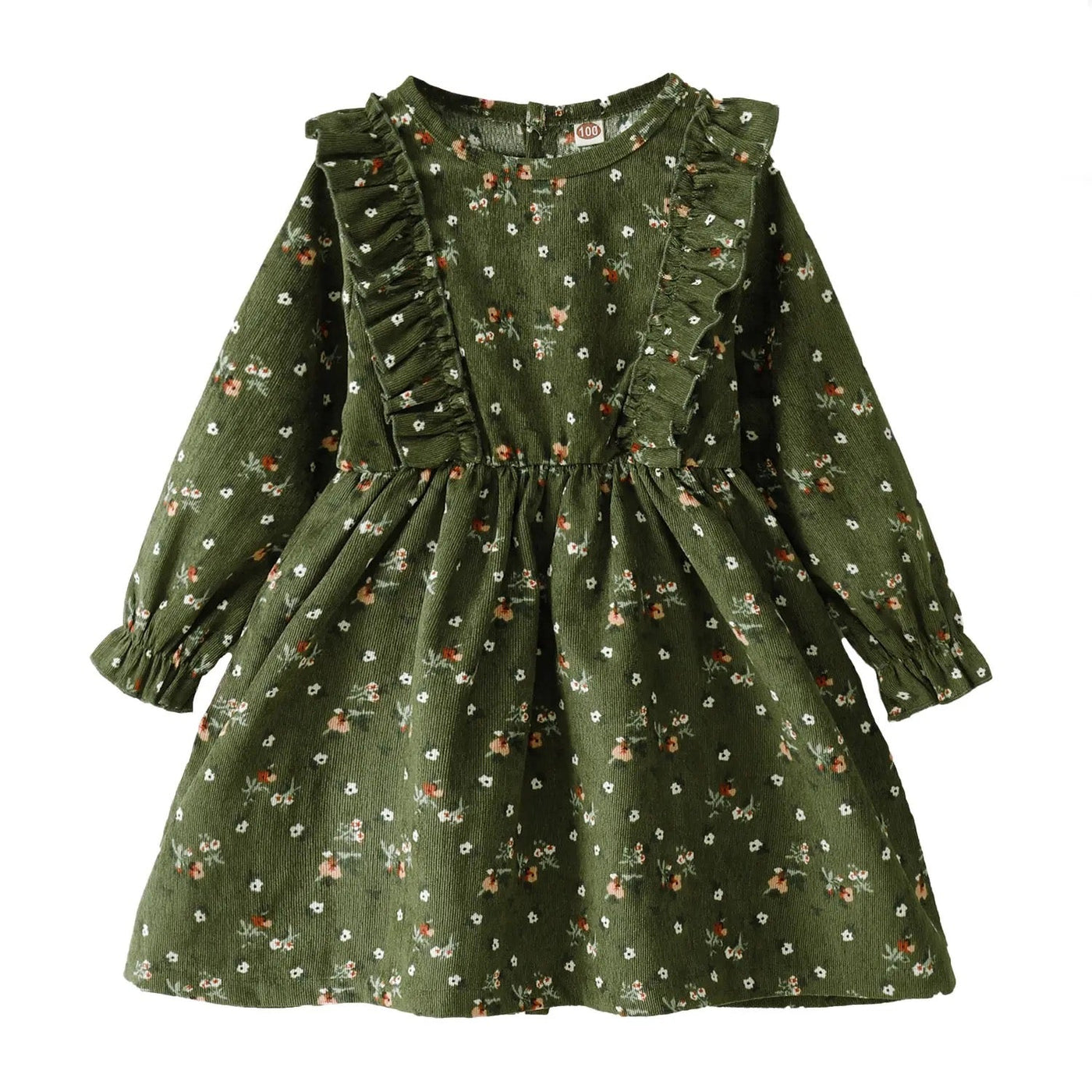 Corduroy long sleeve floral dress FSH