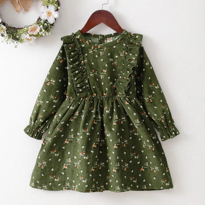 Corduroy long sleeve floral dress FSH