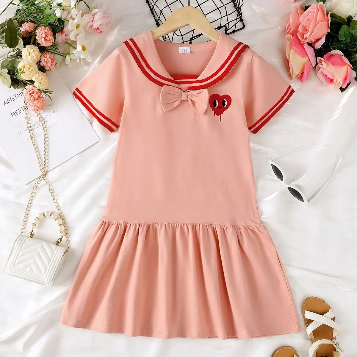 Girls polo collar short sleeve dress FSH