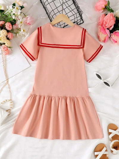 Girls polo collar short sleeve dress FSH