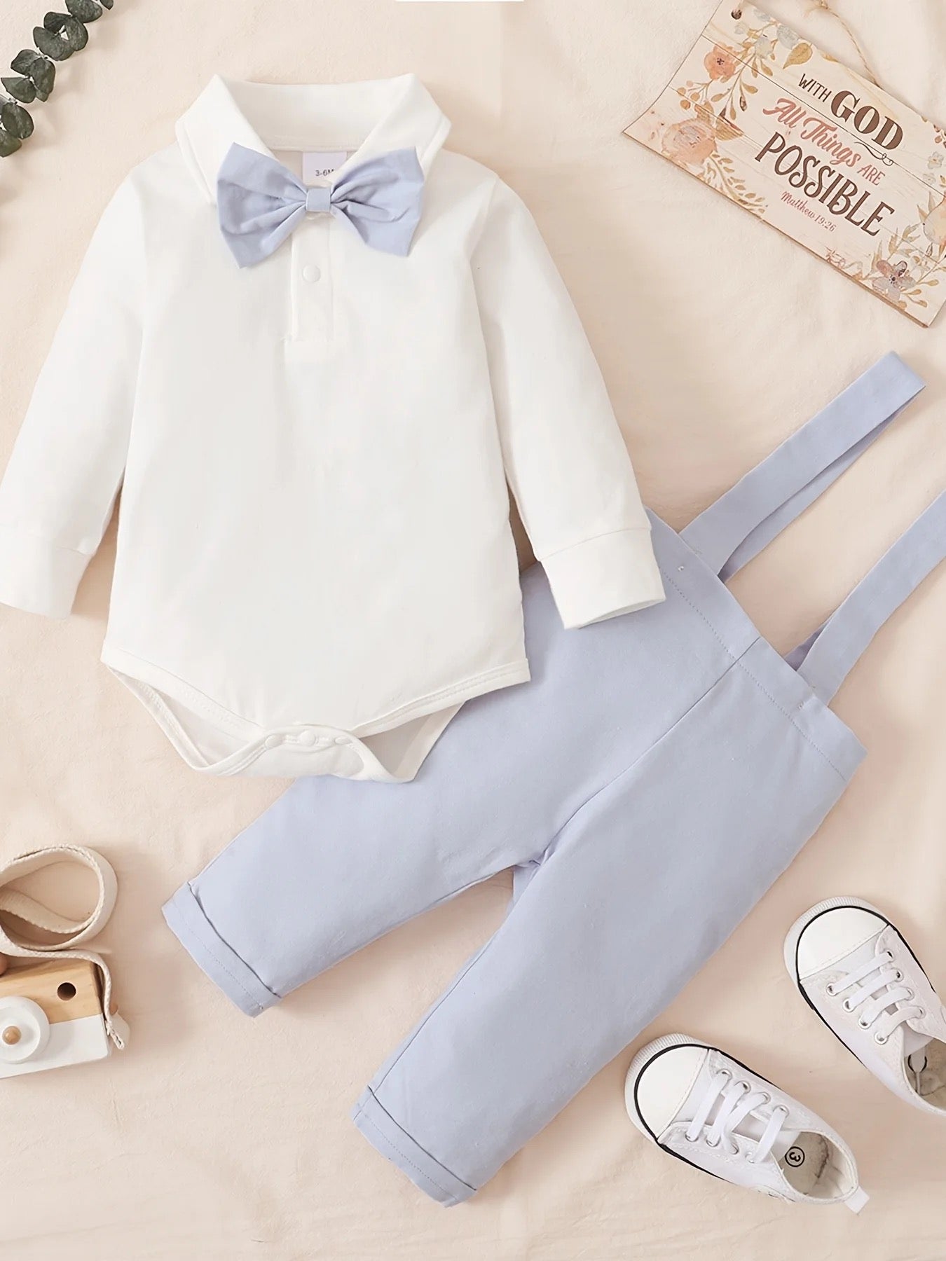 Baby romper set with bow tie 2 pc FSH