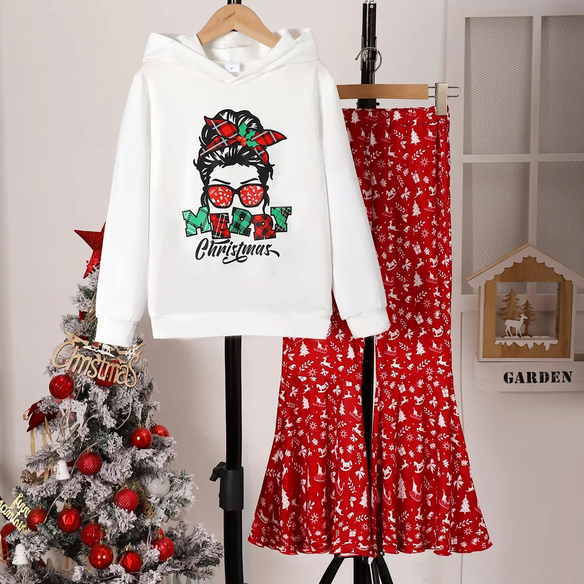 Girls Christmas flared pants set 2 Pc FSH