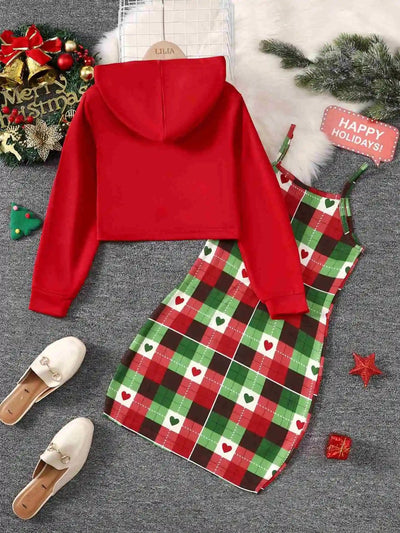 Girls long sleeve letter plaid dress FSH