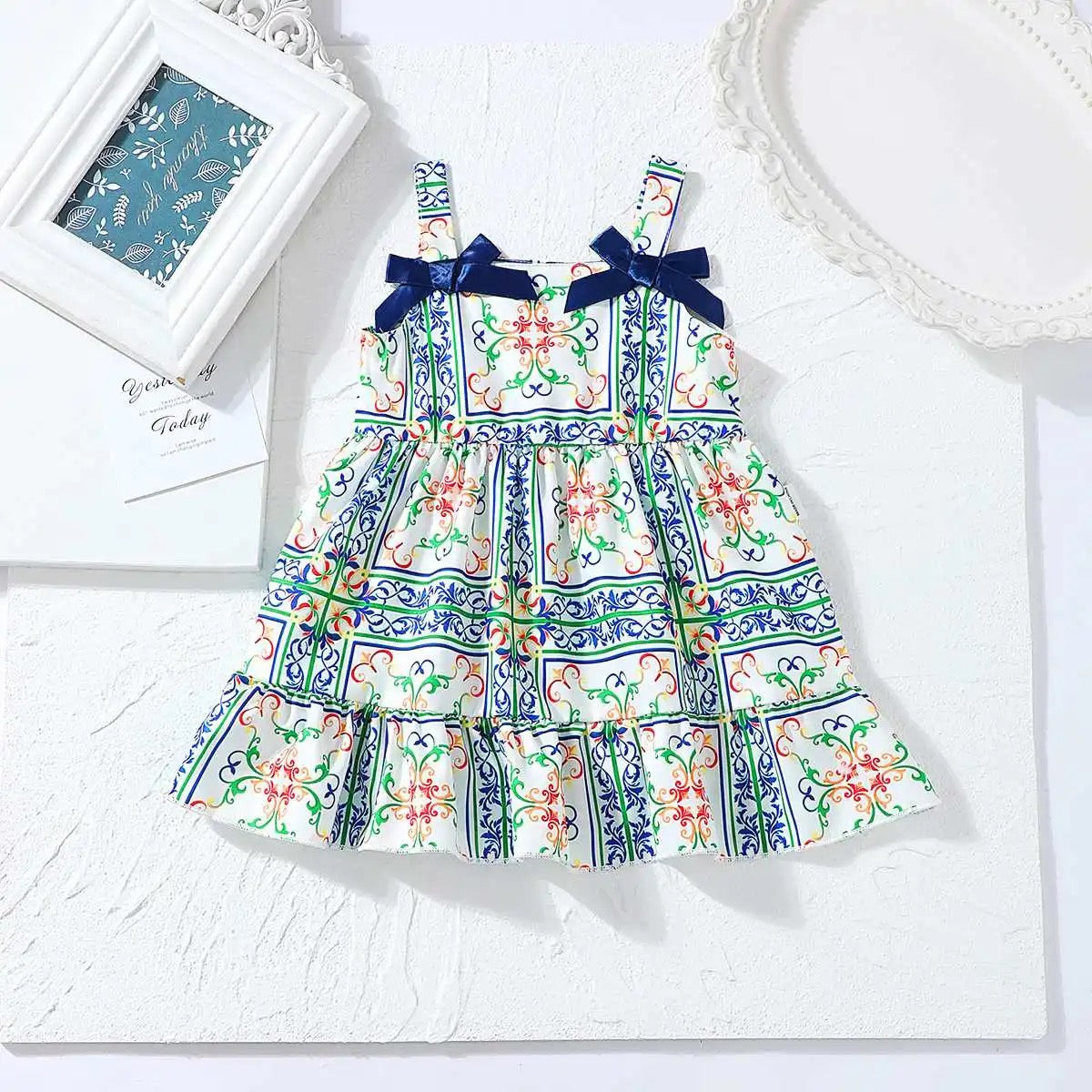 Girls summer spaghetti floral dress FSH