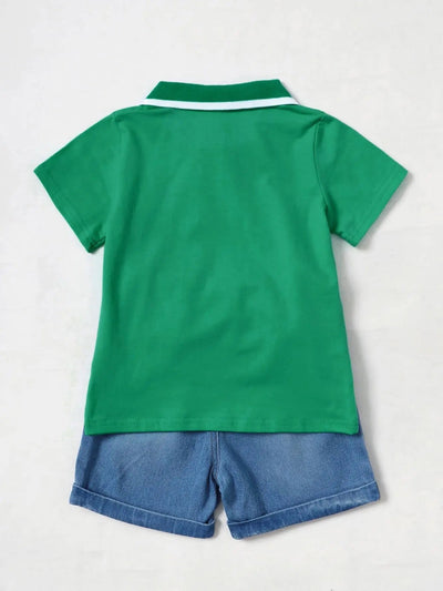 Baby denim shirts and t shirt 2 pc set