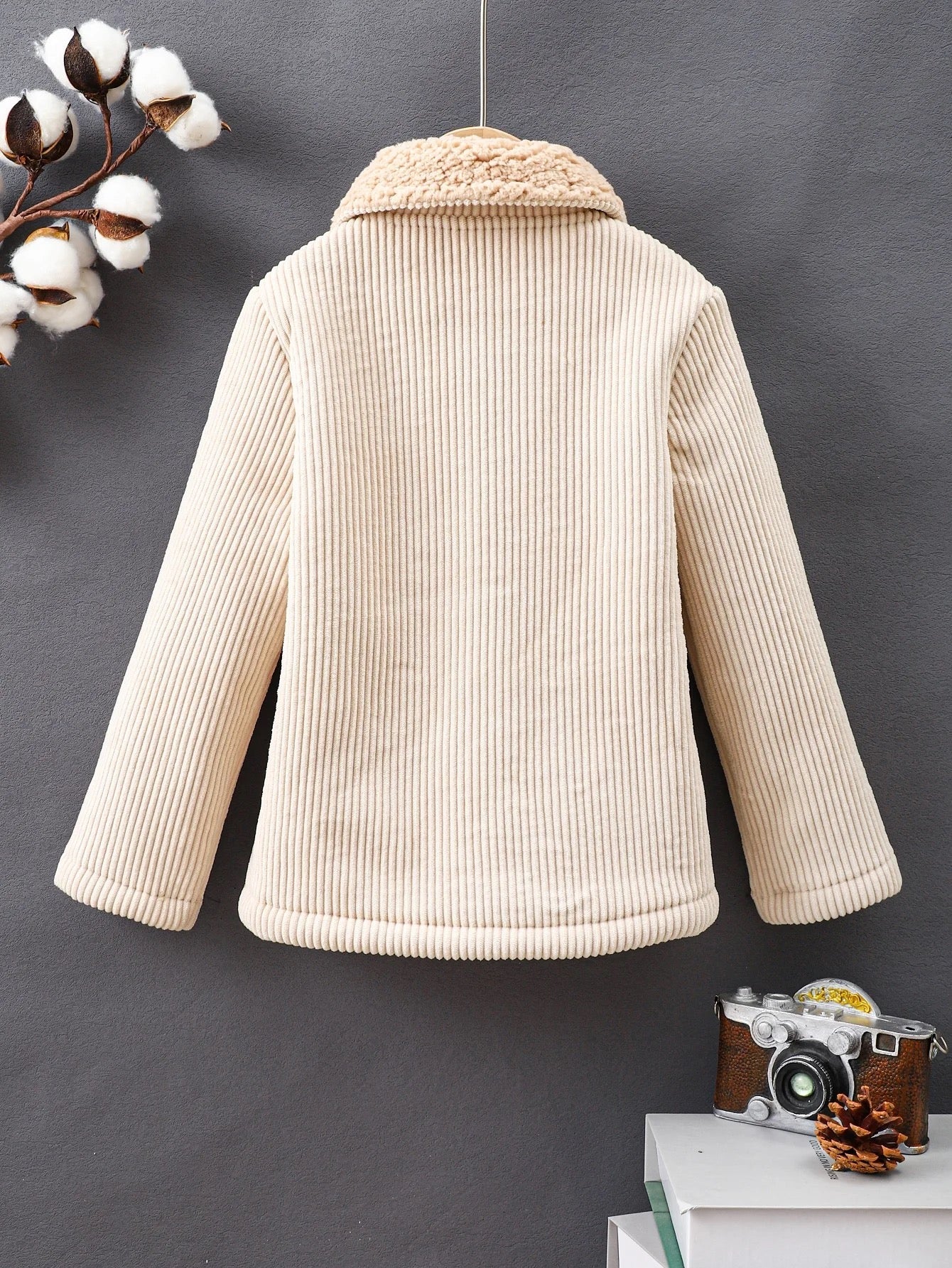 Solid color long sleeve winter outerwear lapel collar jacket FSH