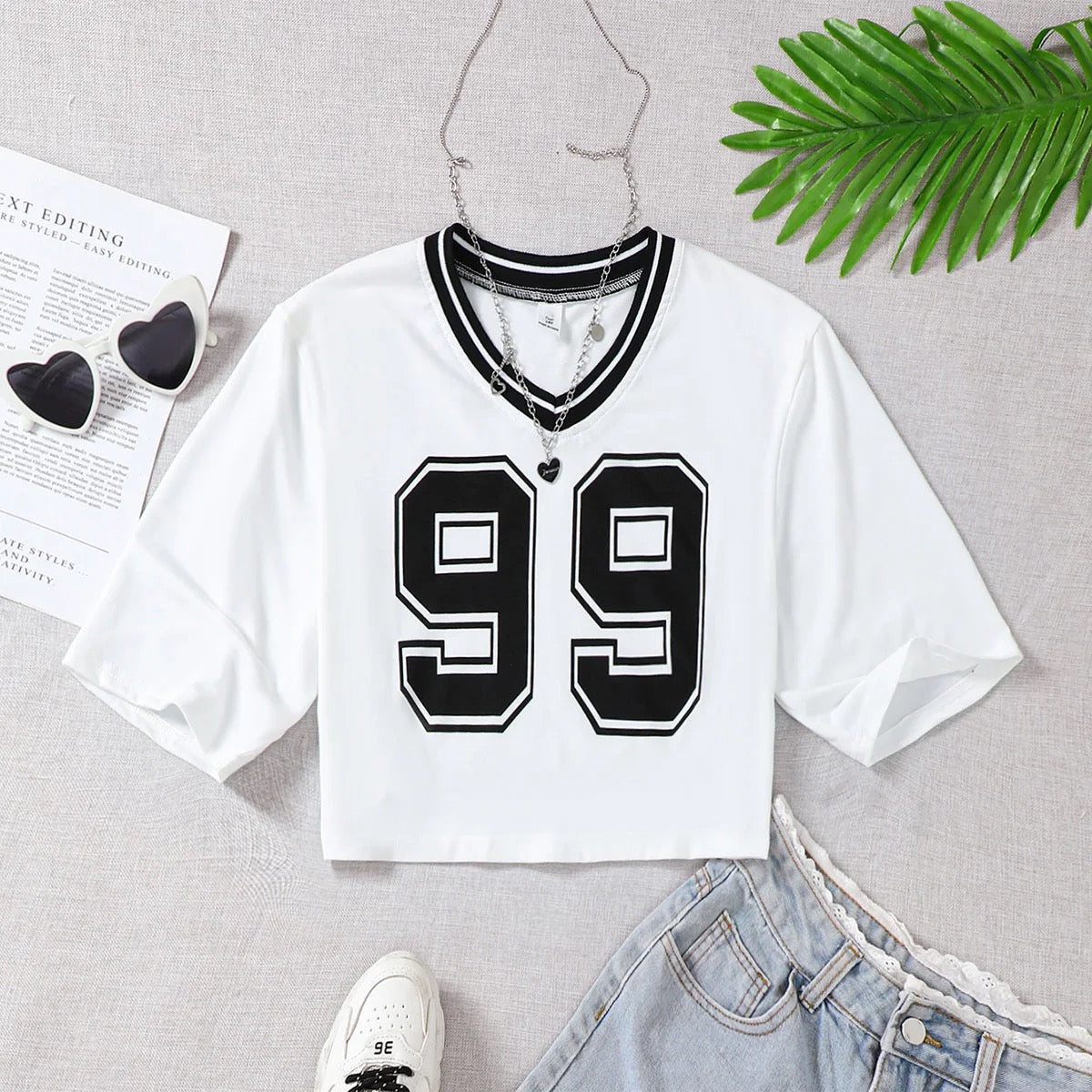 Cotton short sleeve printed letter for girls FSH