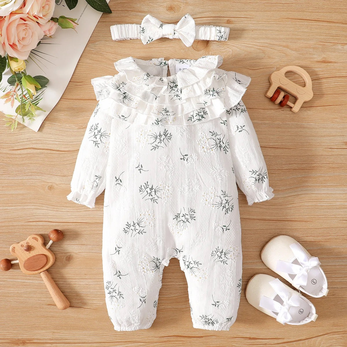 Infants girls long sleeve floral bodysuit FSH