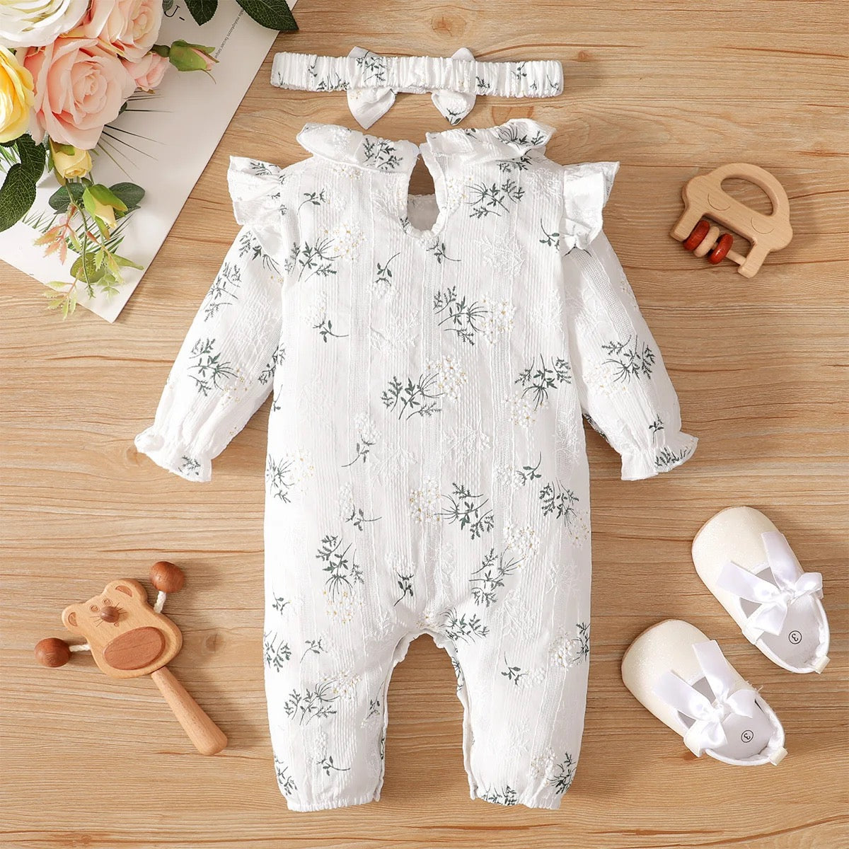 Infants girls long sleeve floral bodysuit FSH