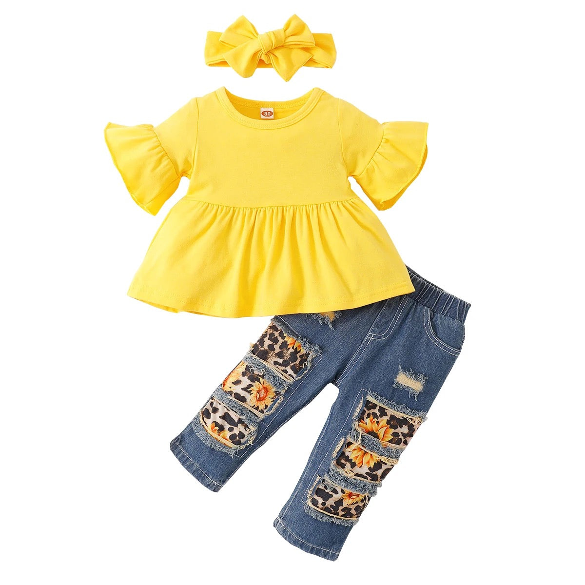 Girls 3 pc pants set with headband FSH