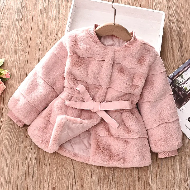 Winter Warm Coat Baby Faux Fur Jacket Kids Winter Coat Solid Colors