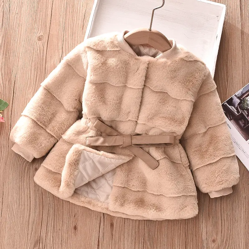 Winter Baby Coats for Girls Wholesale Thicken Fleece Jackets Kids Clothes Faux Fur