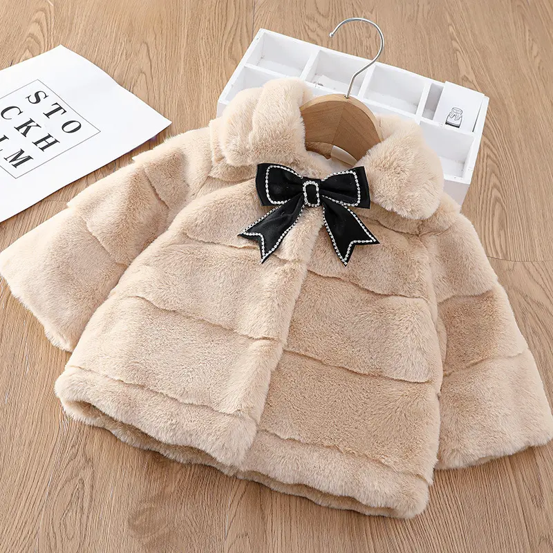 Winter Girls' Thickened Fleece Sweater Coat Solid Colors Baby Girl Clothes