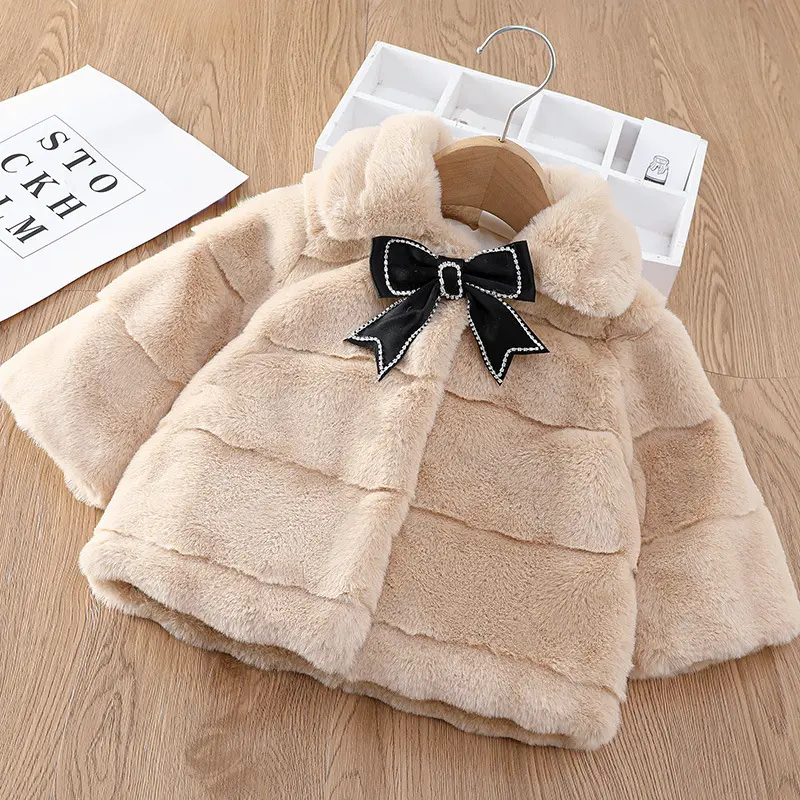 Baby Clothes Winter Girl Jacket Thicken Faux Fur Girls Coats Solid Colors