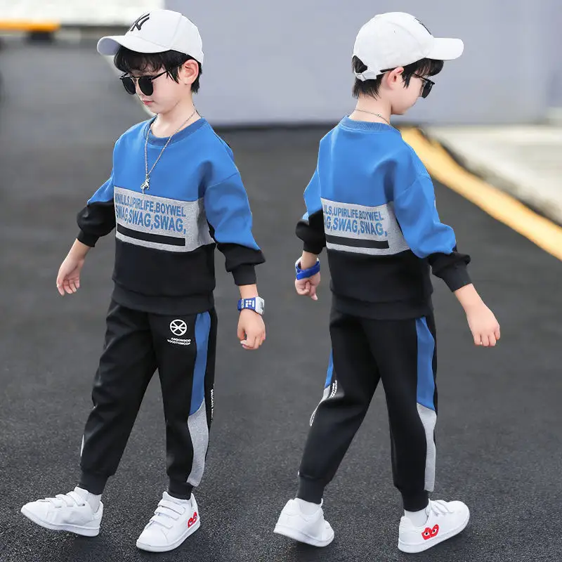 Casual Boys Clothing Set 2 Pieces Long Sleeve Cartoon Printed Hoodies