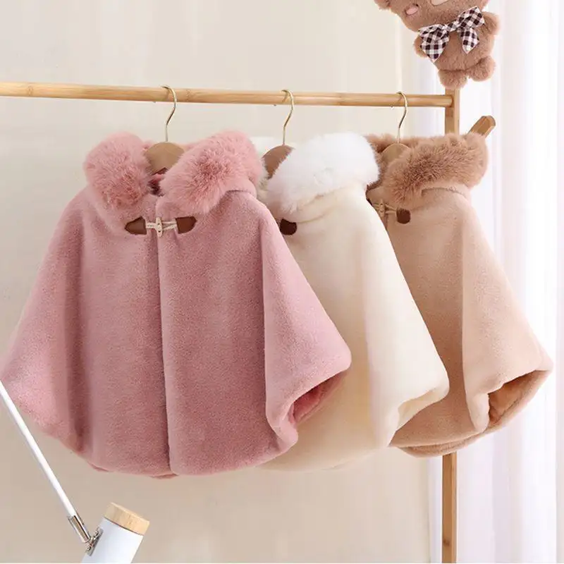 Girls Autumn Winter Kids Outfits Hooded Thick Plush Coat