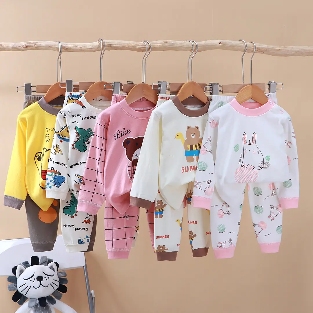 Cotton Baby Pajama Set for Kids Winter Cartoon