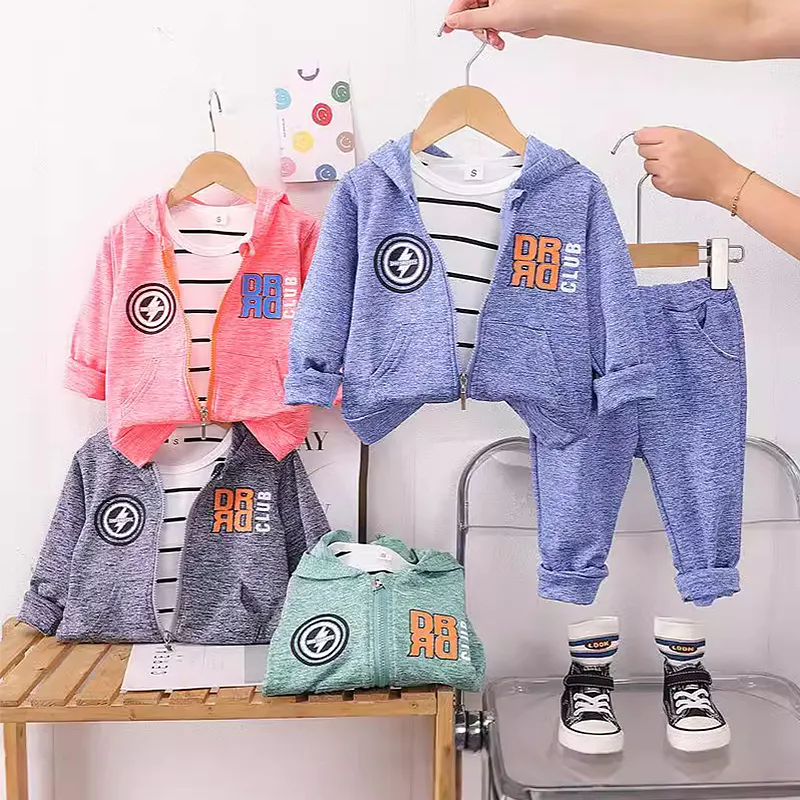 Latest Children Autumn Clothing Sets Kids Clothing Zipper Up Coat Long Sleeve Shirt Pants 3Pcs