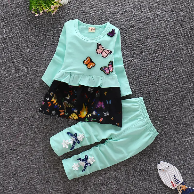 Toddler Kids Girls Autumn Outfits Cute Butterfly Long Sleeve