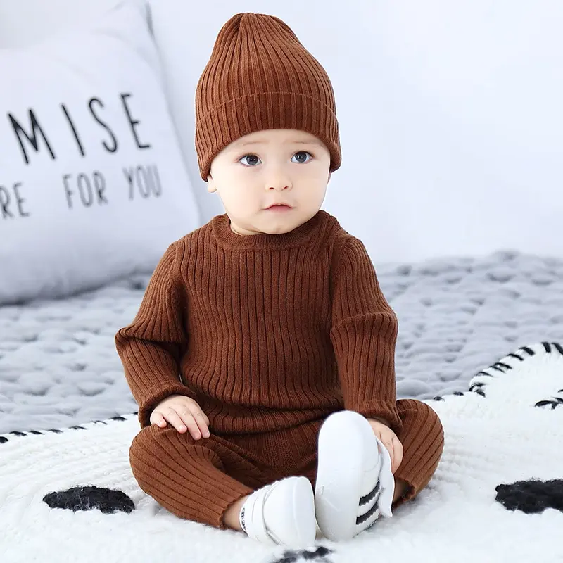 Winter Baby Clothing Set Infant Boy Girl Long Sleeve Pajamas Tops Pants with Hat 3pcs