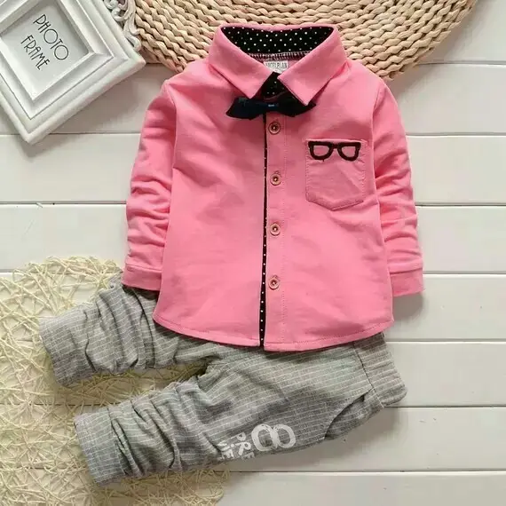 Two Piece Set Children Clothing Long Sleeve Shirt Pants