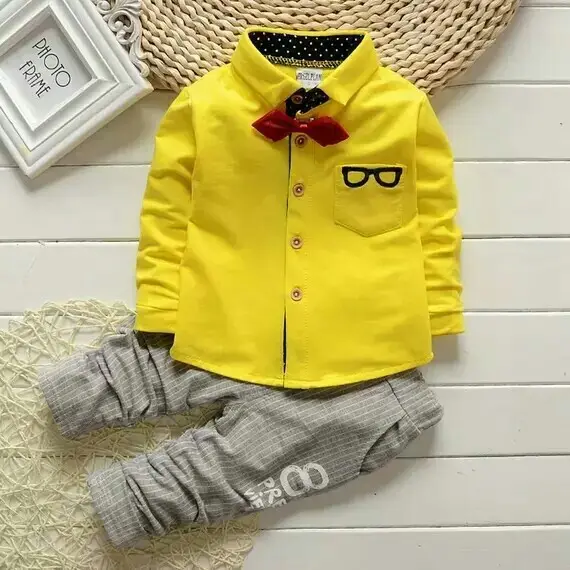 Toddler Boys Clothing Sets 3-4 Years 2 Pics Cotton Long Sleeve Shirt+Pants