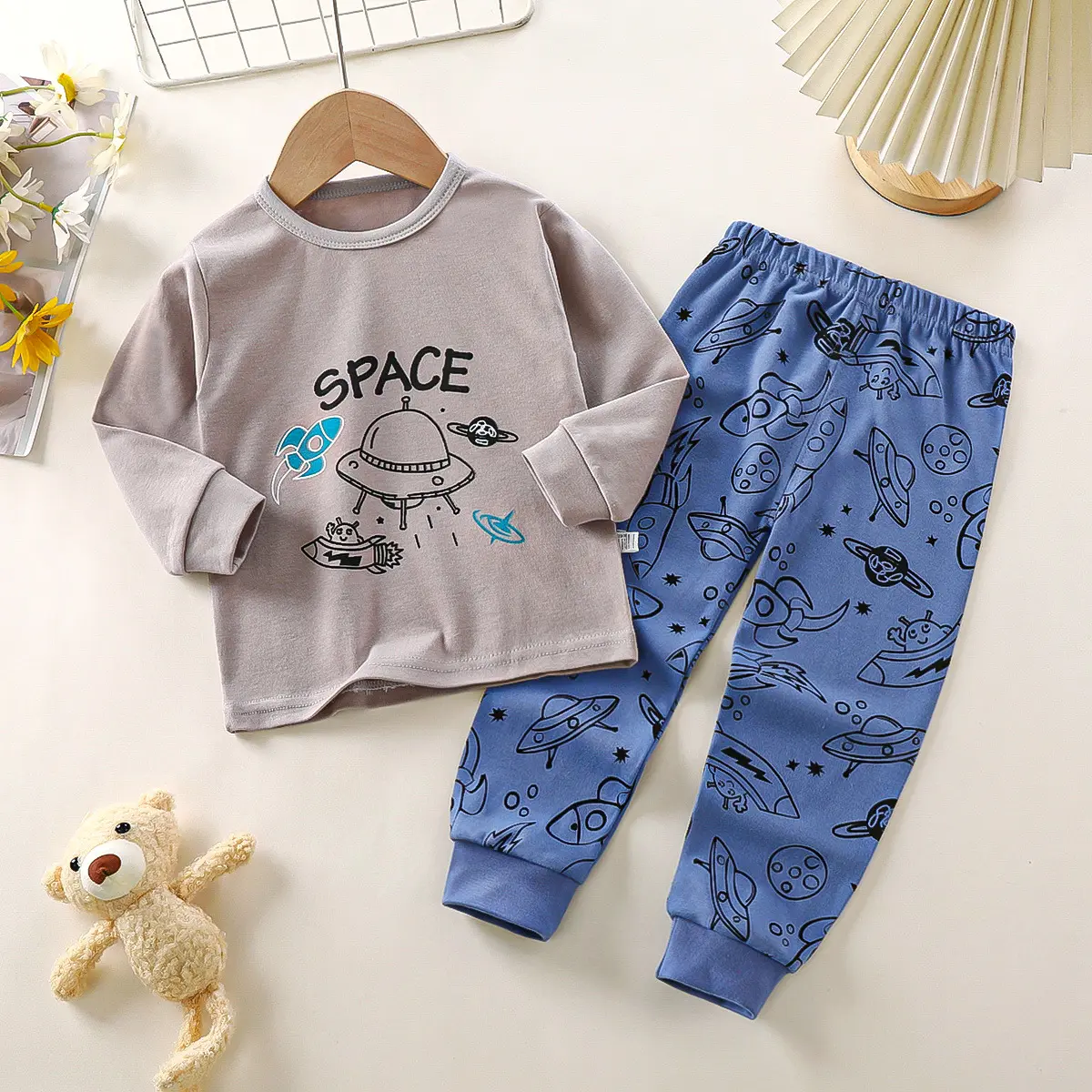 ew Winter Children's Underwear Set Cotton Kids Pajamas for Boys and Girls two-piece Pajama Sets