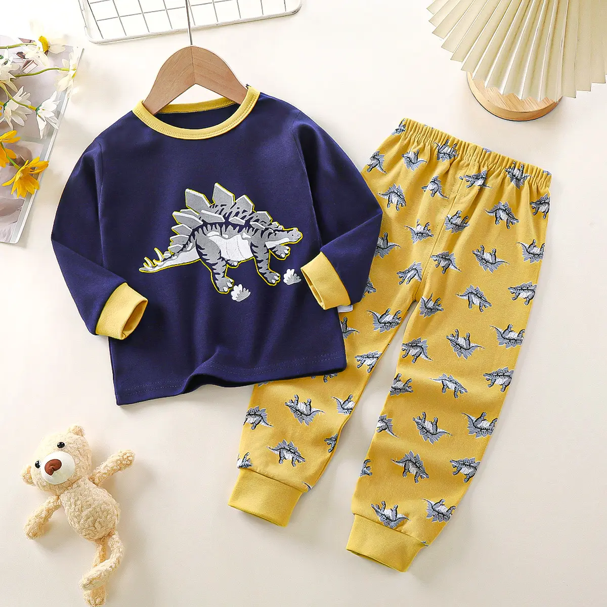 Clothing Long Sleeve Pajamas Suit Cotton Cartoon Boys' and Girls Winter Pajamas