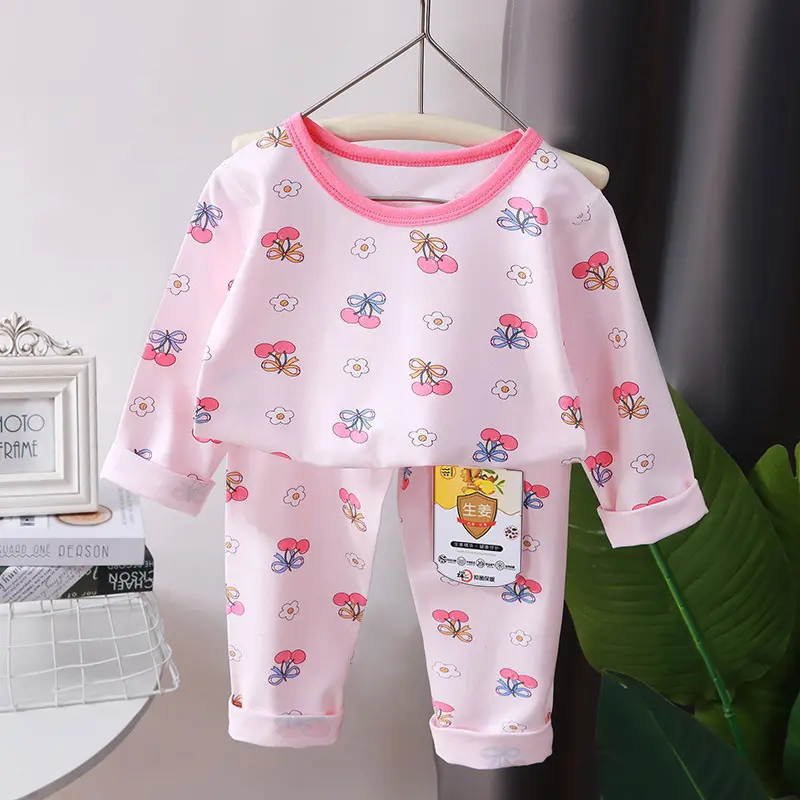 Winter Boys and Girls Pajamas Cotton Children Long Sleeve Suit Two Pieces