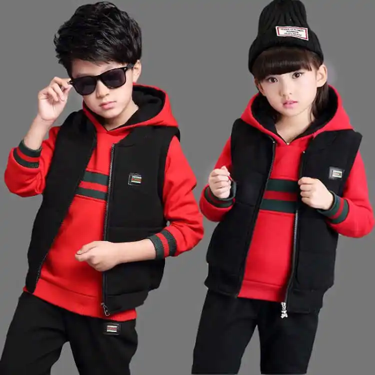 Kids Jogging Suits Thick Plush Winter Boy Clothing Tracksuits