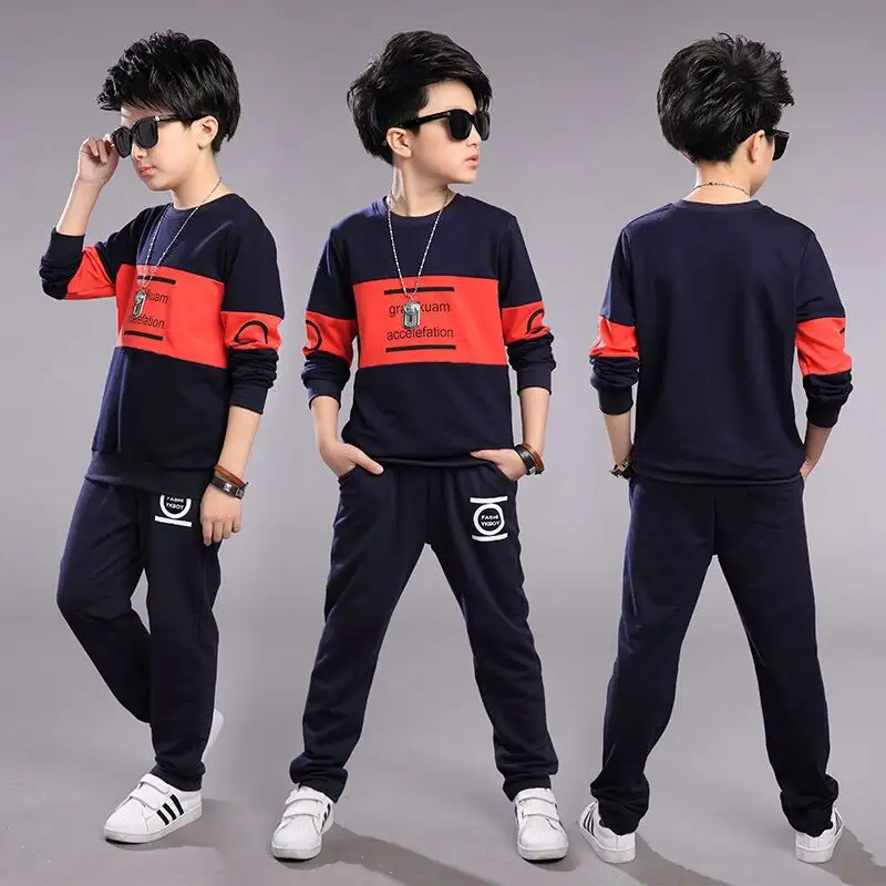 2pcs Kids Clothing Suits Long Sleeve Hoodies Pants Letter Print Casual Boys