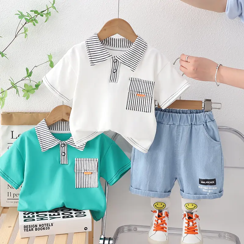 Children Clothing Sets Baby Boy Clothes Short Sleeve Cartoon Printed Casual Cotton Kids Wear