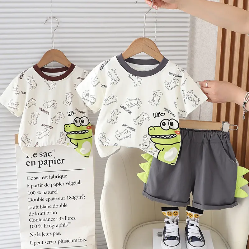 Boy Clothes Cotton Children's Short Sleeve Two Piece Toddler