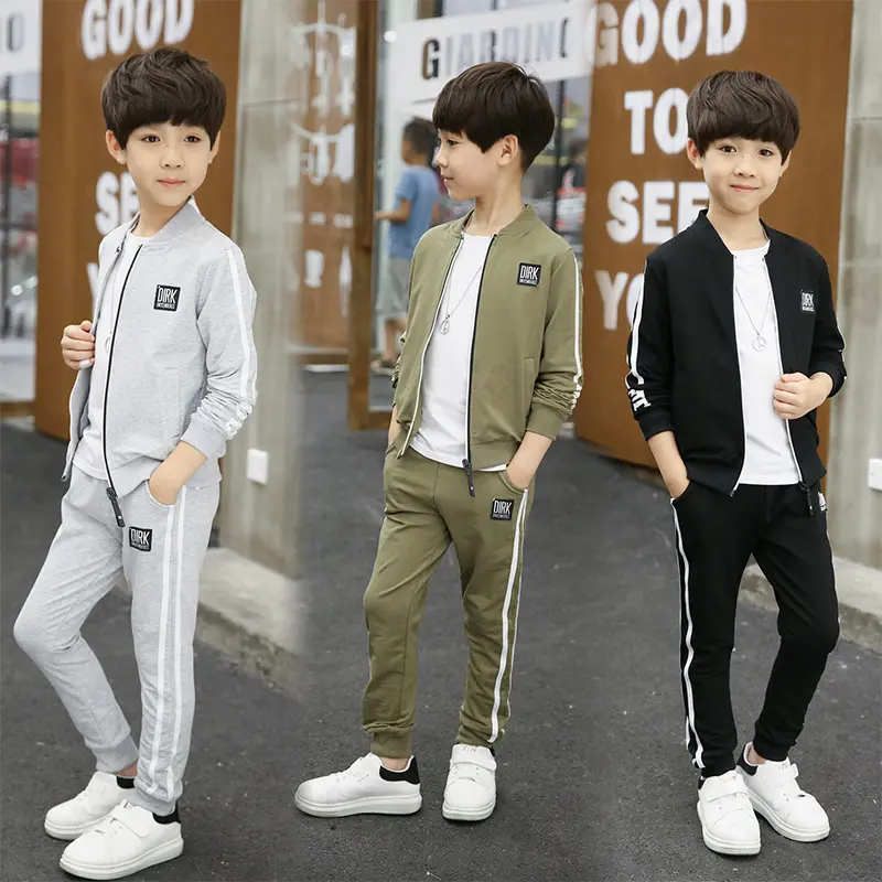 Kids Clothes Sets Long Sleeve Boys Clothes Sets Pure Color Hoodies And Pants 2 Piece Boys