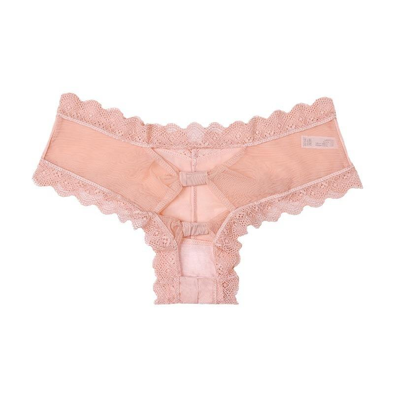 Women's French Satin Underwear Pure Desire Temptation Hollow Bow Lace Edge Pants